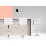 set of 4 Bar Stools Kitchen Swivel Bar Stool PU Leather Gas Lift Chairs White - BSR