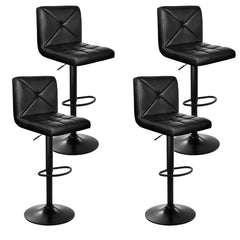 Set of 4 Bar Stools PU Leather Chrome Kitchen Cafe Bar Stool Chair Gas Lift Black - BSR