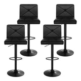 Set of 4 Bar Stools PU Leather Chrome Kitchen Cafe Bar Stool Chair Gas Lift Black - BSR