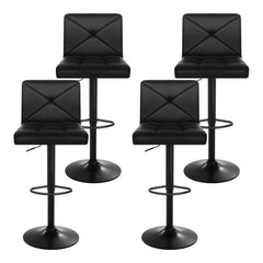 Set of 4 Bar Stools PU Leather Chrome Kitchen Cafe Bar Stool Chair Gas Lift Black - BSR