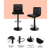 Set of 4 Bar Stools PU Leather Chrome Kitchen Cafe Bar Stool Chair Gas Lift Black - BSR
