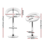 Set of 4 Bar Stools RIO Kitchen Swivel Bar Stool PU Leather Chairs Gas Lift White - BSR