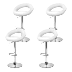 Set of 4 Bar Stools RIO Kitchen Swivel Bar Stool PU Leather Chairs Gas Lift White - BSR