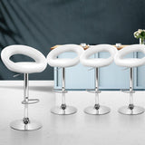 Set of 4 Bar Stools RIO Kitchen Swivel Bar Stool PU Leather Chairs Gas Lift White - BSR