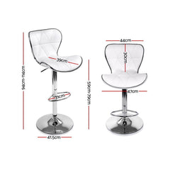 Set of 4 Bar Stools RUBY Kitchen Swivel Bar Stool PU Leather Chairs Gas Lift White - BSR