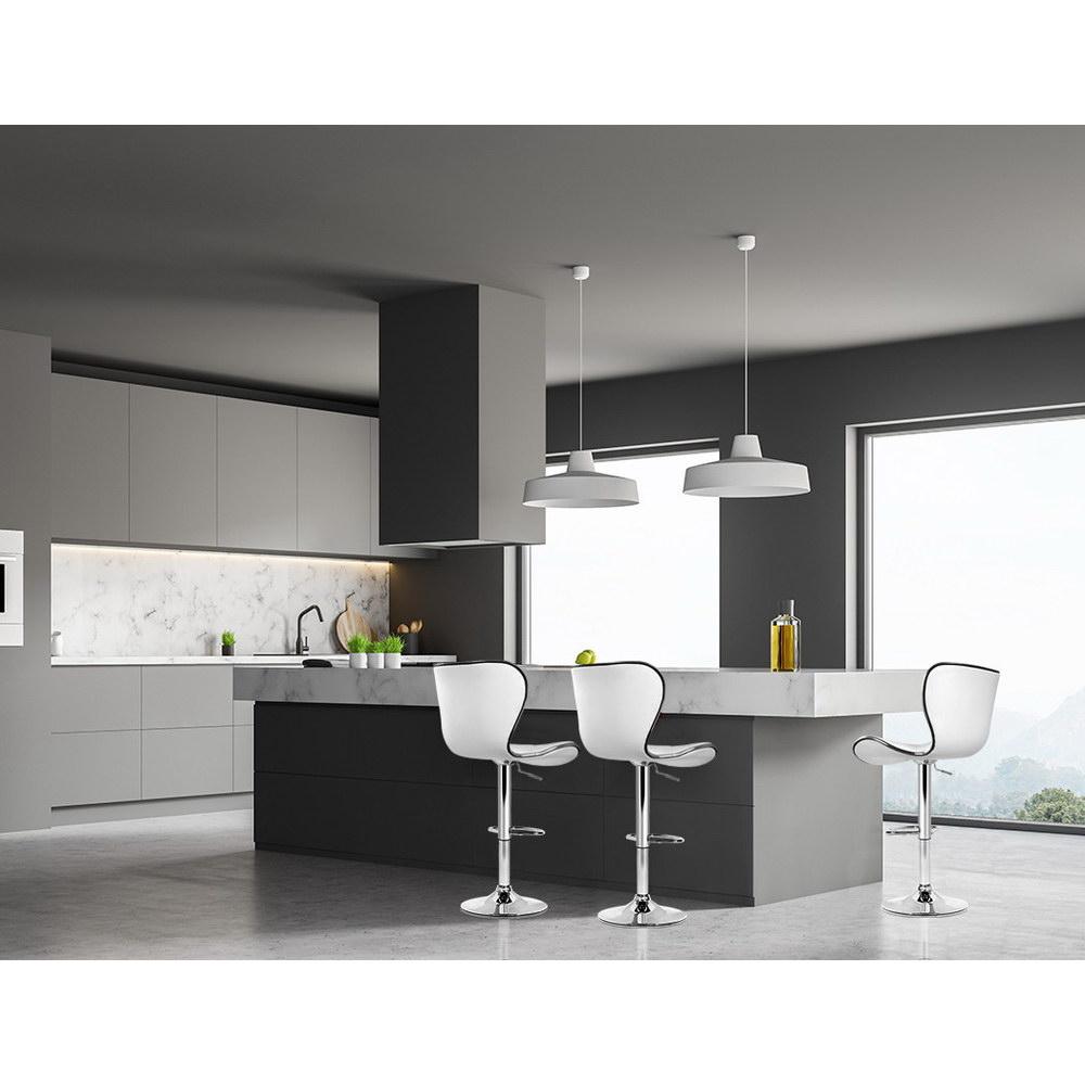 Set of 4 Bar Stools RUBY Kitchen Swivel Bar Stool PU Leather Chairs Gas Lift White - BSR
