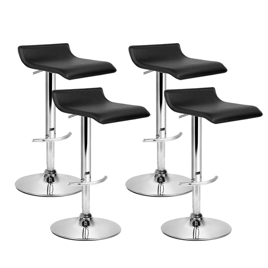 set of 4 Bar Stools SENA Kitchen Swivel Bar Stool PU Leather Chairs Gas Lift Black - BSR
