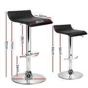 set of 4 Bar Stools SENA Kitchen Swivel Bar Stool PU Leather Chairs Gas Lift Black - BSR