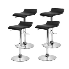 set of 4 Bar Stools SENA Kitchen Swivel Bar Stool PU Leather Chairs Gas Lift Black - BSR