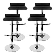 set of 4 Bar Stools SENA Kitchen Swivel Bar Stool PU Leather Chairs Gas Lift Black - BSR
