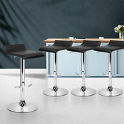 set of 4 Bar Stools SENA Kitchen Swivel Bar Stool PU Leather Chairs Gas Lift Black - BSR