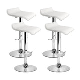 set of 4 Bar Stools SENA Kitchen Swivel Bar Stool PU Leather Chairs Gas Lift White