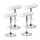 set of 4 Bar Stools SENA Kitchen Swivel Bar Stool PU Leather Chairs Gas Lift White - BSR