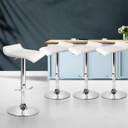 set of 4 Bar Stools SENA Kitchen Swivel Bar Stool PU Leather Chairs Gas Lift White - BSR
