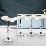 set of 4 Bar Stools SENA Kitchen Swivel Bar Stool PU Leather Chairs Gas Lift White - BSR