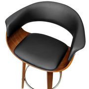 Set of 4 Bar Stools Wooden Bar Stool Swivel Kitchen Dining Chairs PU Leather Black - BSR