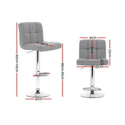 Set of 4 Fabric Bar Stools NOEL Kitchen Chairs Swivel Bar Stool Gas Lift Grey - BSR