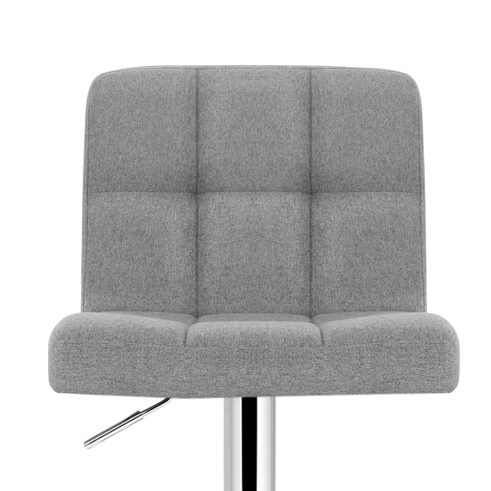Set of 4 Fabric Bar Stools NOEL Kitchen Chairs Swivel Bar Stool Gas Lift Grey - BSR