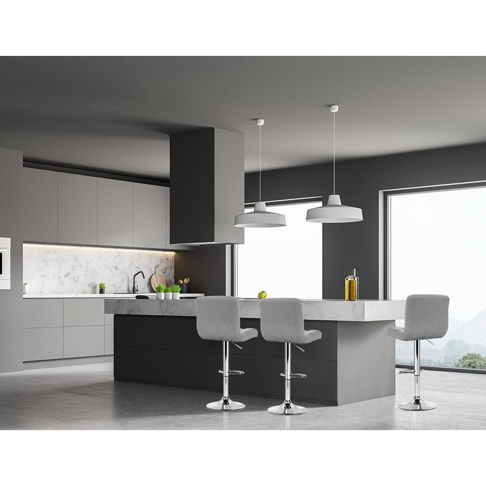 Set of 4 Fabric Bar Stools NOEL Kitchen Chairs Swivel Bar Stool Gas Lift Grey - BSR