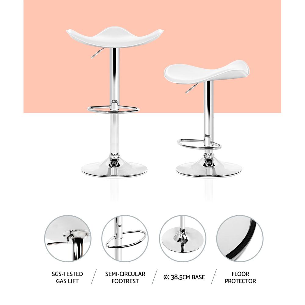 Set of 4 Kitchen Bar Stools Swivel Bar Stool PU Leather Gas Lift Chair White - BSR