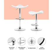 Set of 4 Kitchen Bar Stools Swivel Bar Stool PU Leather Gas Lift Chair White - BSR