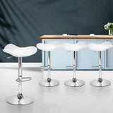 Set of 4 Kitchen Bar Stools Swivel Bar Stool PU Leather Gas Lift Chair White - BSR