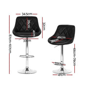 Set of 4 Kitchen Bar Stools Swivel Bar Stool PU Leather Gas Lift Chairs Black - BSR
