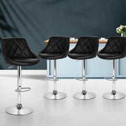 Set of 4 Kitchen Bar Stools Swivel Bar Stool PU Leather Gas Lift Chairs Black - BSR