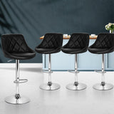 Set of 4 Kitchen Bar Stools Swivel Bar Stool PU Leather Gas Lift Chairs Black - BSR