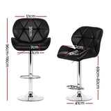 Set of 4 Kitchen Bar Stools Swivel Bar Stool PU Leather Gas Lift Chairs Black - BSR