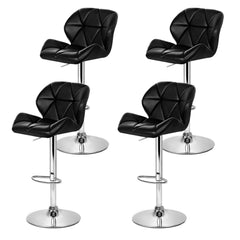 Set of 4 Kitchen Bar Stools Swivel Bar Stool PU Leather Gas Lift Chairs Black - BSR