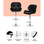 Set of 4 Kitchen Bar Stools Swivel Bar Stool PU Leather Gas Lift Chairs Black - BSR