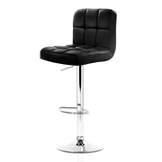 set of 4 Leather Bar Stools NOEL Kitchen Chairs Swivel Bar Stool Gas Lift Black - BSR