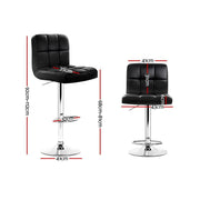 set of 4 Leather Bar Stools NOEL Kitchen Chairs Swivel Bar Stool Gas Lift Black - BSR