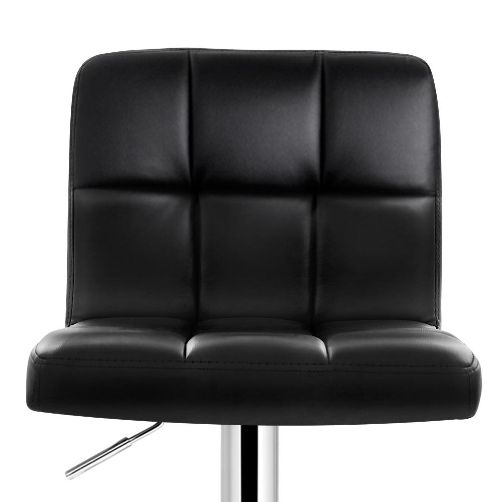 set of 4 Leather Bar Stools NOEL Kitchen Chairs Swivel Bar Stool Gas Lift Black - BSR