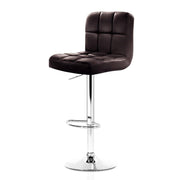 set of 4 Leather Bar Stools NOEL Kitchen Chairs Swivel Bar Stool Gas Lift Brown - BSR