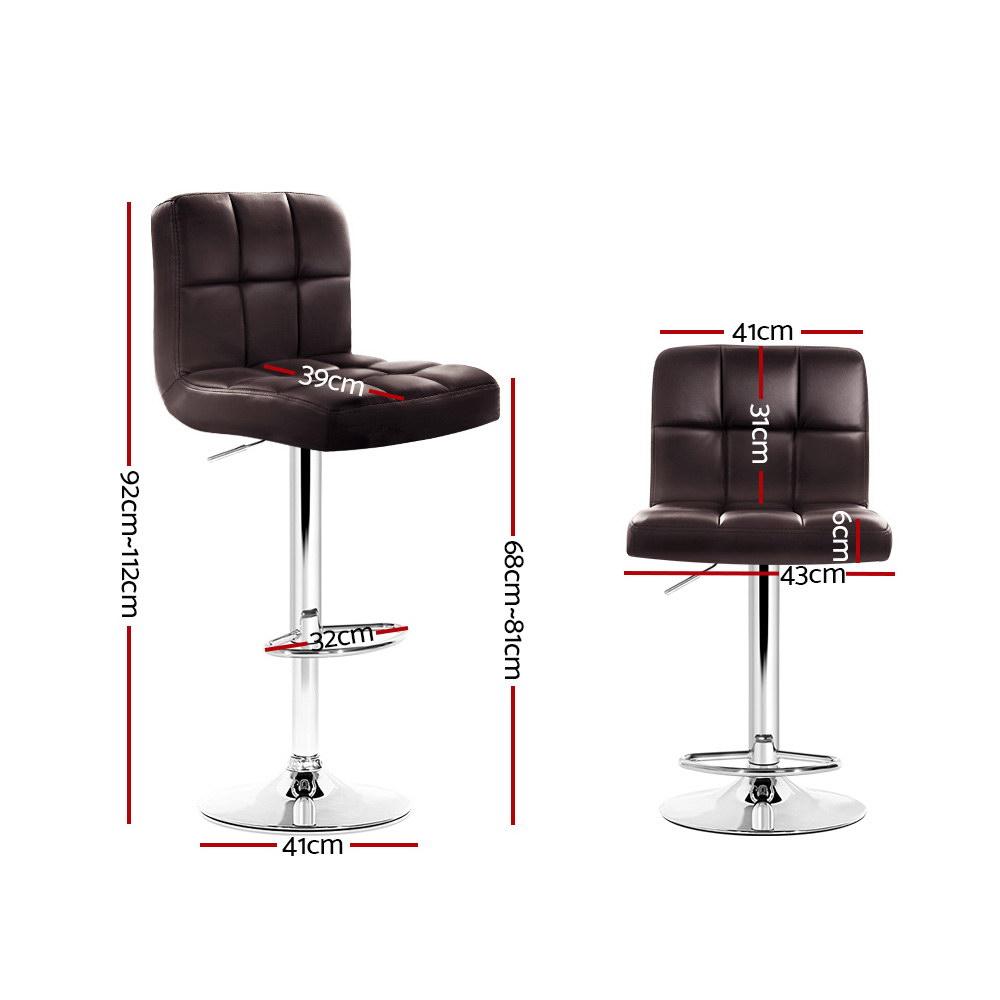 set of 4 Leather Bar Stools NOEL Kitchen Chairs Swivel Bar Stool Gas Lift Brown - BSR