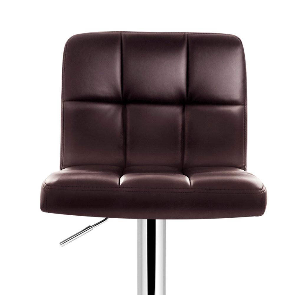 set of 4 Leather Bar Stools NOEL Kitchen Chairs Swivel Bar Stool Gas Lift Brown - BSR