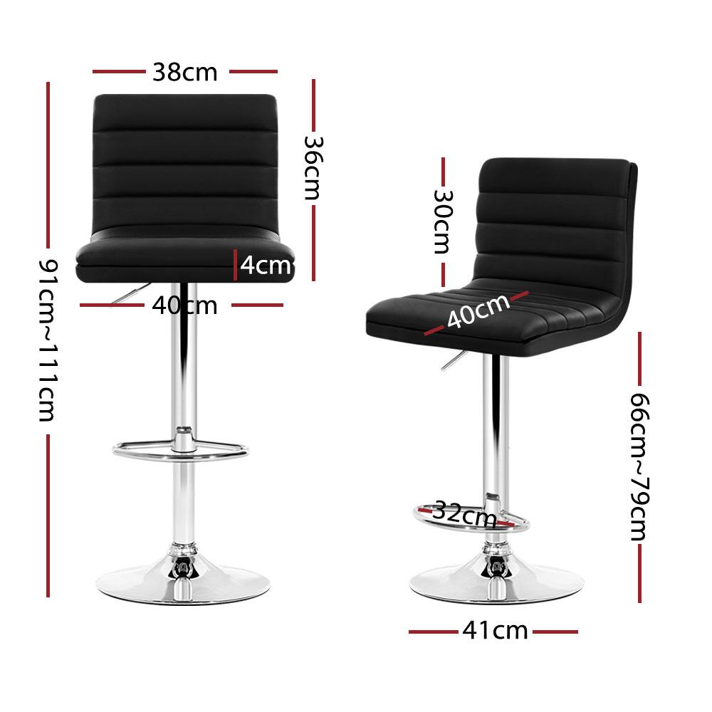 Set of 4 PU Leather Bar Stools ARNE Swivel Bar Stool Kitchen Chairs Black Gas Lift - BSR