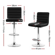 Set of 4 PU Leather Bar Stools ARNE Swivel Bar Stool Kitchen Chairs Black Gas Lift - BSR