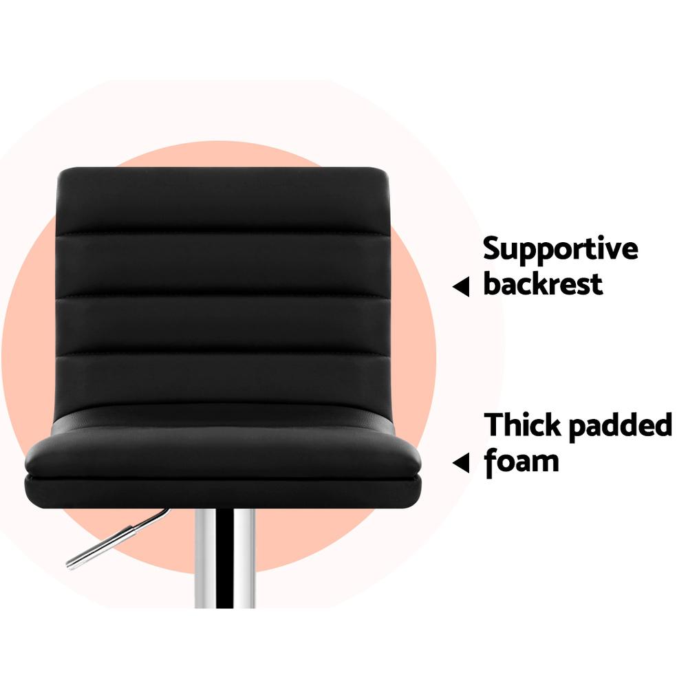 Set of 4 PU Leather Bar Stools ARNE Swivel Bar Stool Kitchen Chairs Black Gas Lift - BSR