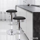set of 4 PU Leather Bar Stools Kitchen Bar Stool Dining Chair Black Anton Swivel - BSR