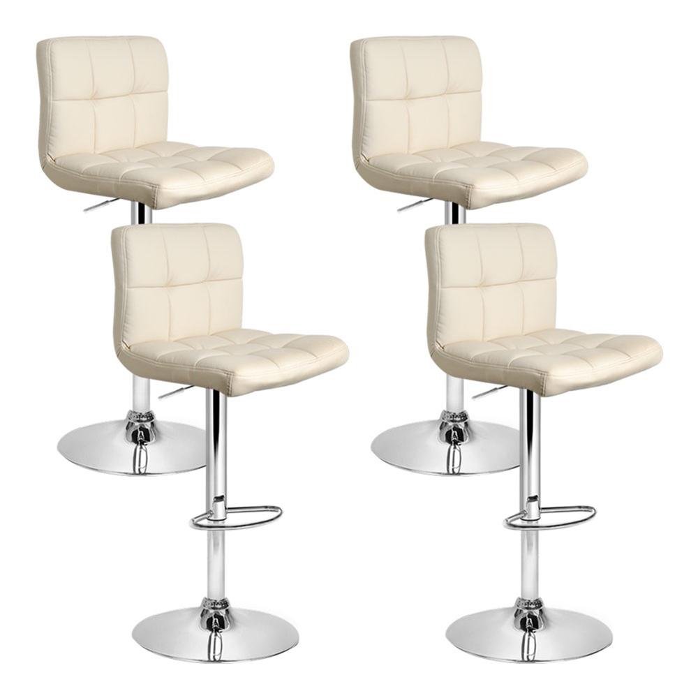 Set of 4 PU Leather Bar Stools NOEL Kitchen Chairs Swivel Bar Stool Gas Lift Beige - BSR