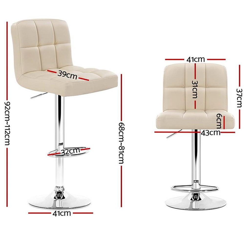 Set of 4 PU Leather Bar Stools NOEL Kitchen Chairs Swivel Bar Stool Gas Lift Beige - BSR