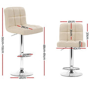 Set of 4 PU Leather Bar Stools NOEL Kitchen Chairs Swivel Bar Stool Gas Lift Beige - BSR