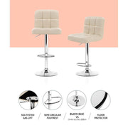 Set of 4 PU Leather Bar Stools NOEL Kitchen Chairs Swivel Bar Stool Gas Lift Beige - BSR