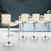 Set of 4 PU Leather Bar Stools NOEL Kitchen Chairs Swivel Bar Stool Gas Lift Beige - BSR