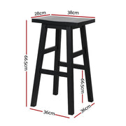 set of 4 Wooden Bar Stools Kitchen Bar Stool Chairs Barstools Black - BSR