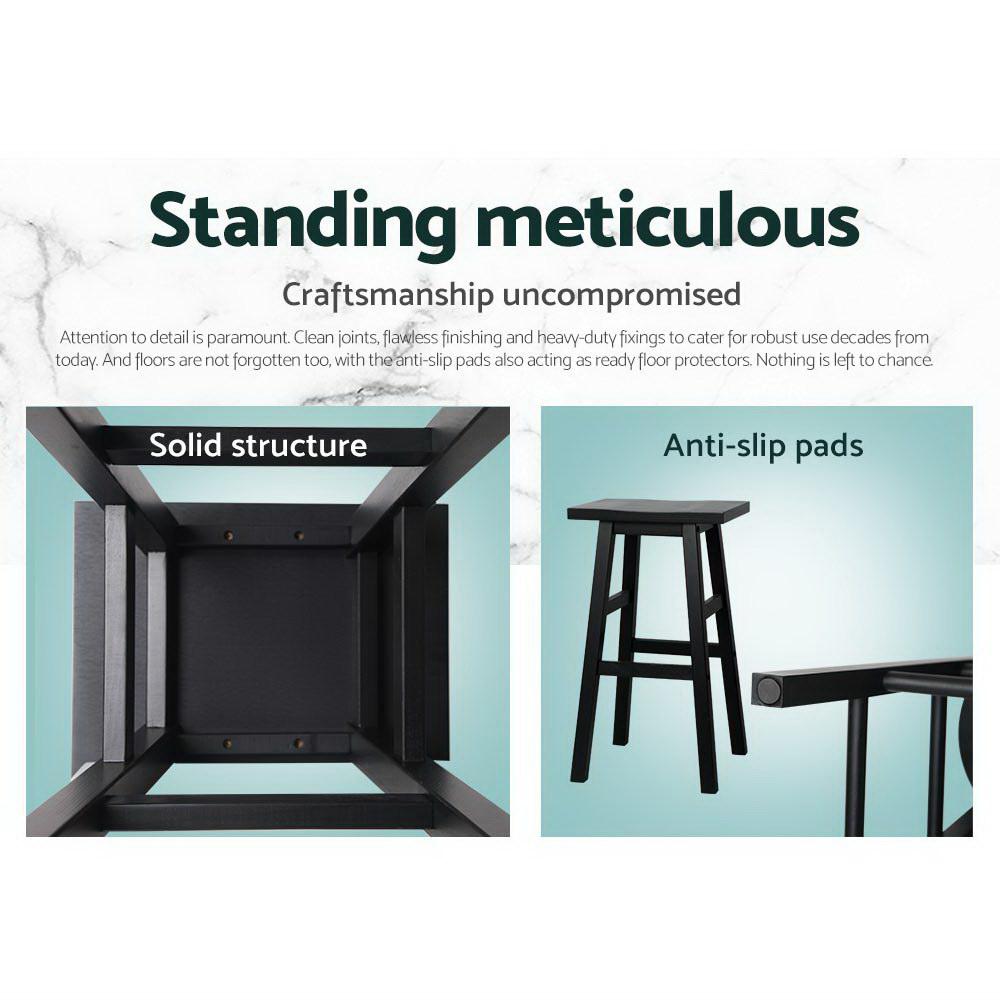 set of 4 Wooden Bar Stools Kitchen Bar Stool Chairs Barstools Black - BSR