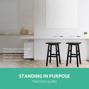 set of 4 Wooden Bar Stools Kitchen Bar Stool Chairs Barstools Black - BSR